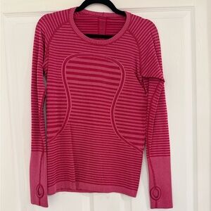 lululemon athletica Pink Striped Long Sleeve Top